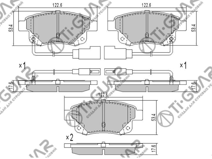 Тормозные колодки TG-1725/PN0431W* Ti·GUAR Тормозные колодки TG-1725/PN0431W* Ti·GUAR